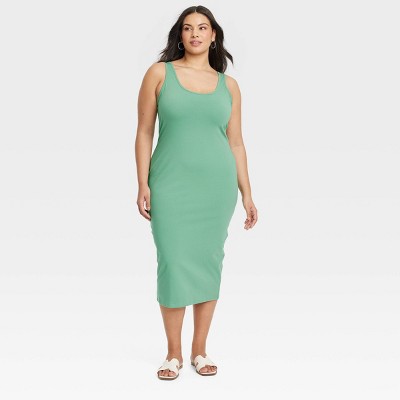 Women's Midi Bodycon Dress - Ava & Viv™ Green 1X