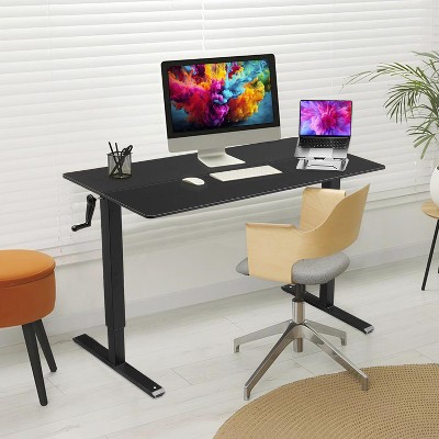 Nicbex 40 Inch Hand-crank Adjustable Height Office Desk With Flat Metal ...