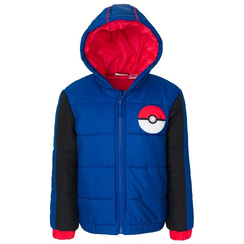 Pokemon Big Boys Zip Up Winter Coat Puffer Jacket Blue 10-12 : Target