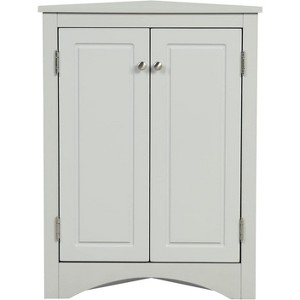 Triangular Corner Cabinet with Adjustable Shelves and Doors, Space-Saving Wooden Storage Unit for Bathroom, Kitchen, Living Room, Grey - 1 of 4