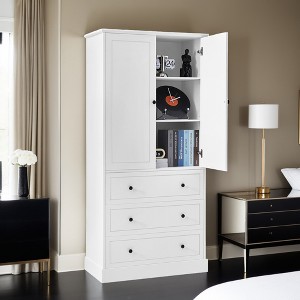 69.2" Tall Freestanding Bathroom Storage Cabinet with Doors & 3 Large Drawers, Adjustable Shelves,for Bathroom - Leovsnove - 1 of 4