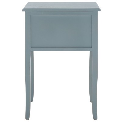 Charming Transitional Blue Wood End Table with Dual Storage Drawers