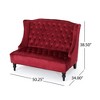Velvet Modern Glam Wingback Loveseat Sofa with Button Tufted Diamond Stitch and Turned Legs for Living Room - 4 of 4