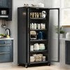 ORRD 65" 6-Tier Gray Metal Pantry Cabinet w/ Transparent Door, Adjustable Shelves & Wheels for Kitchen/Dining Room - 4 of 4