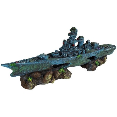 Penn-Plax Battleship Aquarium Decor Fish Tank Decoration