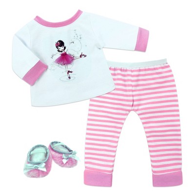 Sophia’s Ballerina Design Pajama u0026 Slipper Set for 15” Baby Dolls