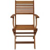 Sunnydaze Outdoor Meranti Wood with Teak Oil Finish Folding Patio Dining Table and Chairs - Brown - 5pc - 3 of 4