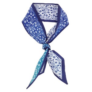 Unique Bargains Women's Flowers Scarf Headband Blue White 1 Pc - 1 of 4