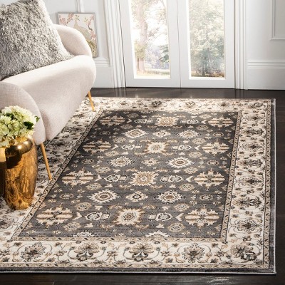 Elegant Gray Traditional Hand-Knotted 59" Synthetic Area Rug