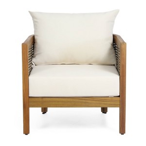 Christopher Knight Home Bruce Outdoor Acacia Teak Club Chair with Optional Sunbrella Cushions - 1 of 4