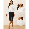 INSPIRE CHIC Women's Vintage Shawl Collar Long Sleeve Ruffle Hem Work Short Blazer - 2 of 4