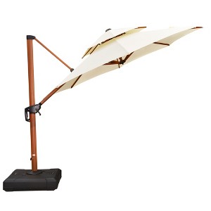 PURPLE LEAF Outdoor Umbrella with Base Patio Round Large Cantilever Umbrella Windproof Offset Heavy Duty Sun Umbrella for Garden Deck Pool - 1 of 4