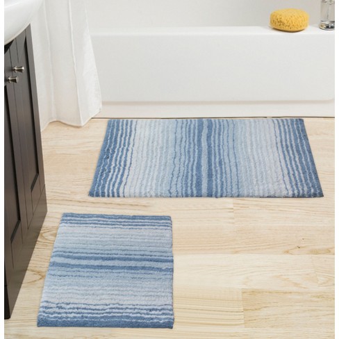 Cotton Bath Rug Set of 2, Soft & Absorbent Bathroom Rugs with Non
