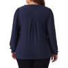 Agnes Orinda Women's Plus Size Hollow V Neck Puff Long Sleeve Loose Dressy Casual Blouses - 4 of 4