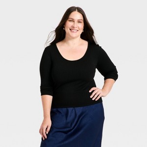 Women's Ribbed Seamless Long Sleeve Top - A New Day™ - 1 of 3