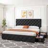 King Size Platform Bed Frame with Adjustable Headboard and 4 Drawers, Modern Grey Upholstered Bed Frame with Footboard, Wooden Slats Support - 2 of 4