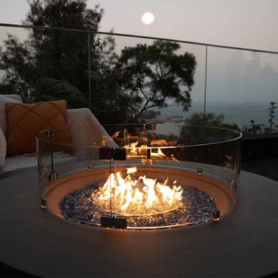 Clear Tempered Glass Round Fire Pit Wind Screen