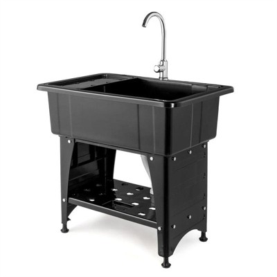 Karl Home | 30 in. Utility Sink Washing Room Sink Laundry Tub with Faucet,Shelf and Drainboard
