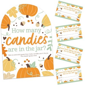 Big Dot of Happiness Little Pumpkin - How Many Candies Fall Birthday Party or Baby Shower Game - 1 Stand and 40 Cards - Candy Guessing Game - 1 of 4