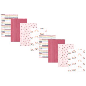 Hudson Baby Girls Cotton Poly Flannel Burp Cloths 8-Pack, Creative Rainbow, One Size - 1 of 4