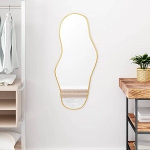Aghana Digitals Gold Oblong Wall Mirror - 35.4x15.7in Synthetic Glass & PVC, Minimalist Design for - 1 of 4