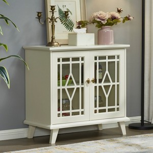 LOVMOR Modern Storage Cabinet, Sideboard Buffet Cabinet with 2 Doors and Storage Shelves, for Living Room, Kitchen, White - 1 of 4