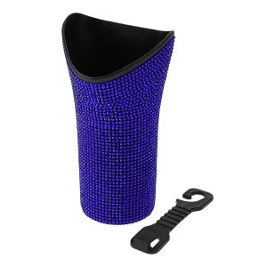 Unique Bargains Auto Car Trash Can Durable Seat Back Trash Bin Blue 1 Pc 3.9" Width 7.5" Height Plastic Rhinestone - 1 of 4
