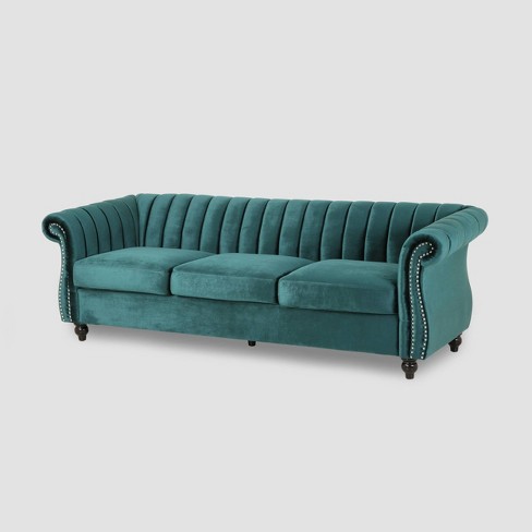 Teal deals velvet settee