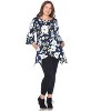 Women's Plus Size Floral Printed Blanche Tunic Top with Pockets - White Mark - 2 of 3
