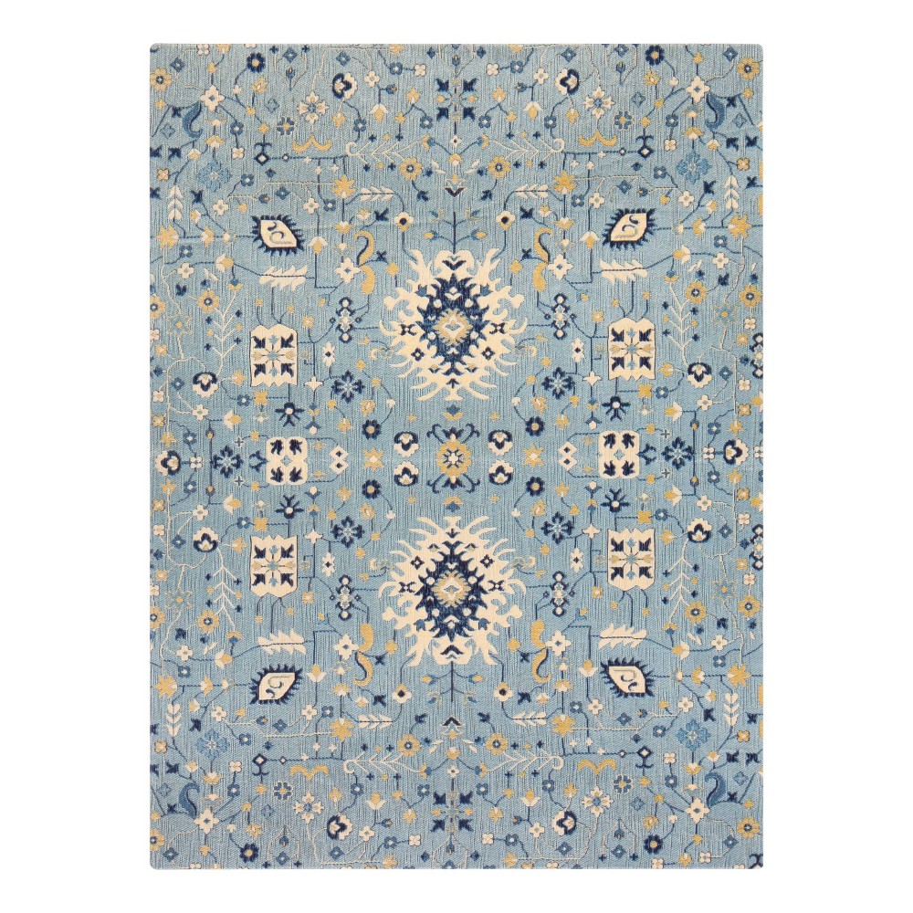 Photos - Doormat 40"x54" Tabriz 1/4" Rug'D Chair Floor Mat Blue/Beige - Anji Mountain