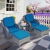 FIONECA 5-Piece Outdoor Wicker Sectional Set with Swivel Chairs and Ottomans - 2 of 4