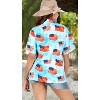 HAPPY BAY Women's Hawaiian American US Patriotic Flag Top Shirts Short Sleeve Button Down Summer Shirt for Women - 2 of 4