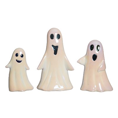 Transpac Dolomite 12.25 in. Off-White Halloween Slim Ghosts Set of 3