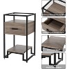 Acekool Nightstand with Storage Drawer, 3-Tier Shelves & Tempered Glass Top, Steel Frame End Table for Bedroom or Dorm, Easy Assembly - 4 of 4