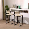 Angel Sar Set of 2 Creamy White Paper Rope Bar Stools with Footrest, Hand Woven Counter Height Stools for Kitchen Island & Dining Room - 2 of 4