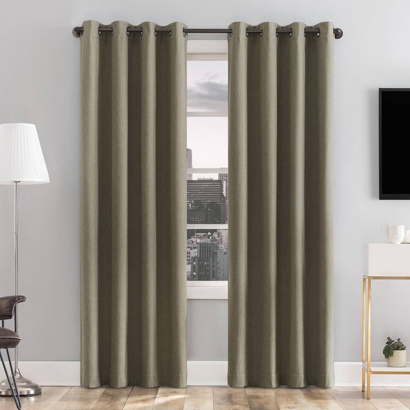 Tyrell Tonal Textured Draft Shield Fleece Insulated 100% Blackout Grommet Top Curtain Panel - Sun Zero, 1 of 10