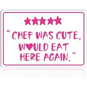 Lomsoe Kitchen Wall Art Pink Kitchen Decor Cute Kitchen Accessories Funny Kitchen Signs Chef Was Cute Would Eat Here Again Sign Wall Decor 8x12 Inch - 1 of 1