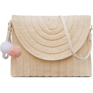 Straw Shoulder Bag For Women Woven Purse Beach Envelope Clutch Straws Wallet - 1 of 4