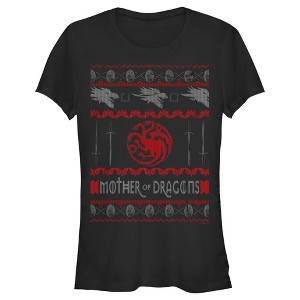 Juniors Womens Game of Thrones Christmas Mother of Dragons Sweater T-Shirt - 1 of 4