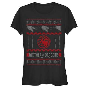 Juniors Womens Game of Thrones Christmas Mother of Dragons Sweater T-Shirt