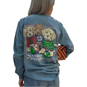 Women's Christmas Sweaters Long Sleeve Tee - Southern Fried Cotton - 1 of 3