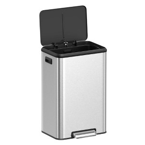 SONGMICS Kitchen Trash Can, 10.5-Gallon (40L) Garbage Can with Lid and Wide Foot Pedal, Soft Close and Stays Open - 1 of 4