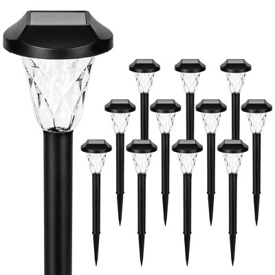 GIGALUMI 12-Pack Solar Pathway Lights, Waterproof Outdoor Solar Lights for Garden, Yard, Cool White, 6000K