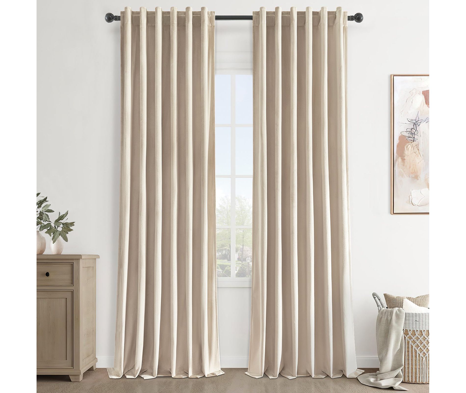 2 Panels Solid Velvet Room Darkening Curtain Panel,Blackout Curtains with Rod Pocket Back Tab,Soft Window Drapes for Living Room Bedroom