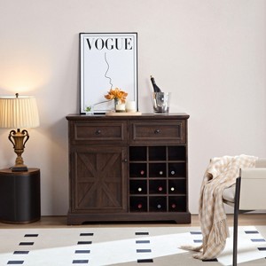 NicBex Sideboard Buffet Cabinet with 2 Drawers Farmhouse Coffee Bar Cabinet with Removable Racks for Kitchen,Brown - 1 of 2