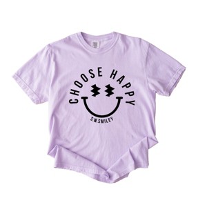 Simply Sage Market S.W.Smiley Choose Happy Lighting Eyes Garment Dyed Tee - M - Orchid - 1 of 4