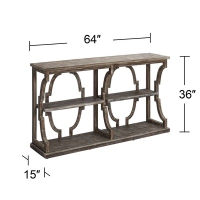 Crestview 64" Chestnut and White Wash Wood-Metal 3-Tier Console