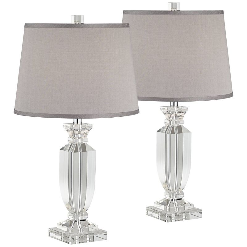 Vienna Full Spectrum Sherry 25" High Modern Table Lamps Set of 2 Clear Crystal Living Room Bedroom Bedside Nightstand House Office Home Reading, 1 of 10