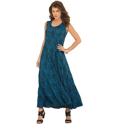 Roaman's Women's Plus Size Sleeveless Crinkle Dress