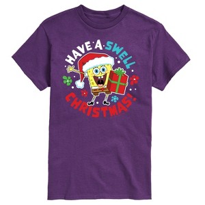 Men's - SpongeBob SquarePants - Have A Swell Christmas Short Sleeve Graphic T-Shirt - 1 of 4